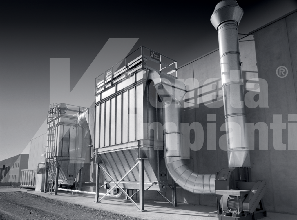 Impianto di aspirazione con 2 filtri a maniche in depressione